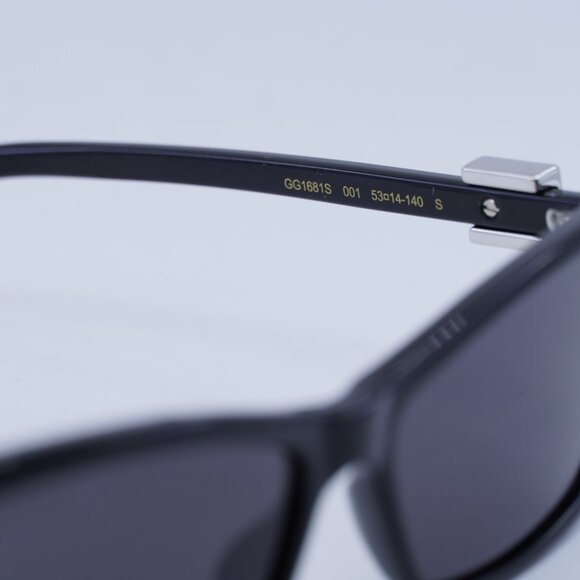?️ New Gucci GG1681S 001 Sunglasses - Shiny Black Frame, Solid Grey Lens… main image 4